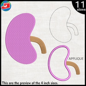 Niere - Designs für die Stickmaschine Sofort Download Stickdateien Stickdatei Organ Anatomie Applikation Mensch 274e