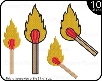 Match On Fire Embroidery Design – Instant Download (Digital Files)