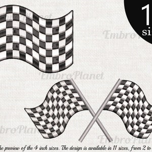 Race Flags Satin Stitch - Designs für Stickmaschine Instant Download digital file stitch sign icon symbol pattern cartoon crossed 1068e