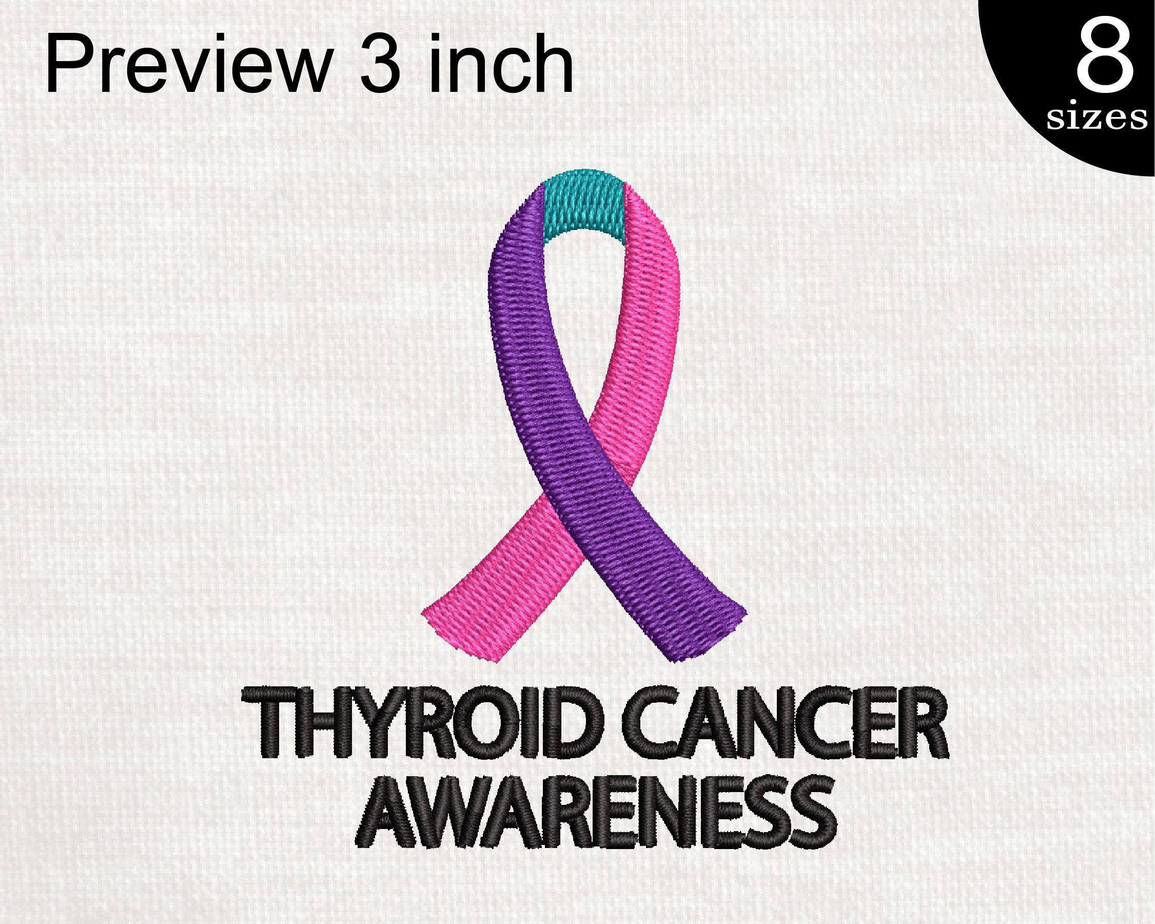 Thyroid Cancer Awareness Purple Ribbon Embroidery Design (instant ...
