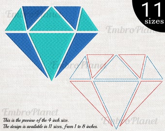 Diamond Embroidery Design – Fill Stitch and Outline (Digital Download)