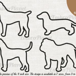 Applikation Hunde - Stickdatei Maschinenstickerei Sofort Download digital Datei Stichzeichen Symbol Symbol Muster Cartoon Haus Haustier niedlich Hund 930e