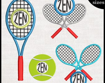 Tennis Racquets Embroidery Design – Monogram Font (Digital Download)