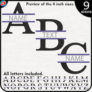 Split Royal Font - Desenhos para máquina de bordar Download instantâneo de arquivos de bordado digital ponto letras do alfabeto dividir letra 1713e