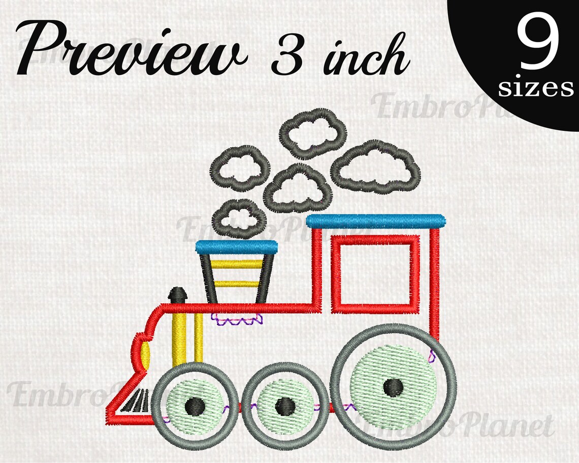 Applique Train Design for Embroidery Machine Digital Graphic Etsy
