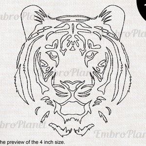 Outline Tiger Hear - Design for Embroidery Machine Instant Download digital file stitch sign cartoon wild jungle cat face 1439e