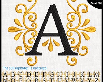 Regal Alphabet Red and Gold - Designs for Embroidery Machine Instant Download digital embroidering files stitch letters letter 1580e
