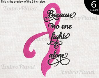 Pink Ribbon - Design for Embroidery Machine Instant Download digital file stitch sign icon symbol cartoon because no one fights alone 1386e