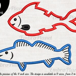 Applique Fishes - Designs for Embroidery Machine Instant Download digital file stitch sign icon pattern cartoon symbol sea animal 1135e