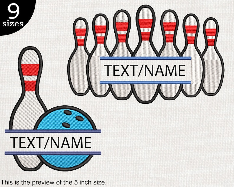 Split Bowling Designs for Embroidery Machine Digital Graphic Etsy