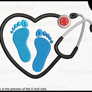 Heart Stethoscope Feet&#39;s - Design for Embroidery Machine Instant Download digital embroidering files stitch baby love medical 1777e