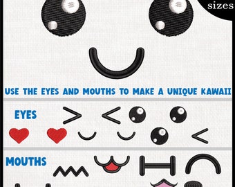 Kawaii Face Embroidery Designs: Files For Embroidery Machine (Digital Download)
