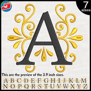 Regal Alphabet Red and Gold Embroidery Designs: Files For Embroidery Machine letters letter 1580e