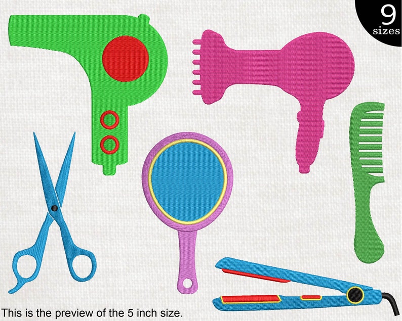 Hairdresser Tools Designs for Embroidery Machine Instant Etsy