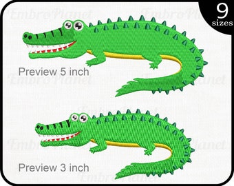 Krokodil - Design für Stickmaschine Digitale Grafik gefüllte Stich Sofort Download kommerzielle Nutzung Tier Safari Dschungel Datei 55e