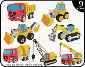 Construction Machines - Design for Embroidery Machine Instant Download digital embroidering file stitch cartoon machine file files 1579e