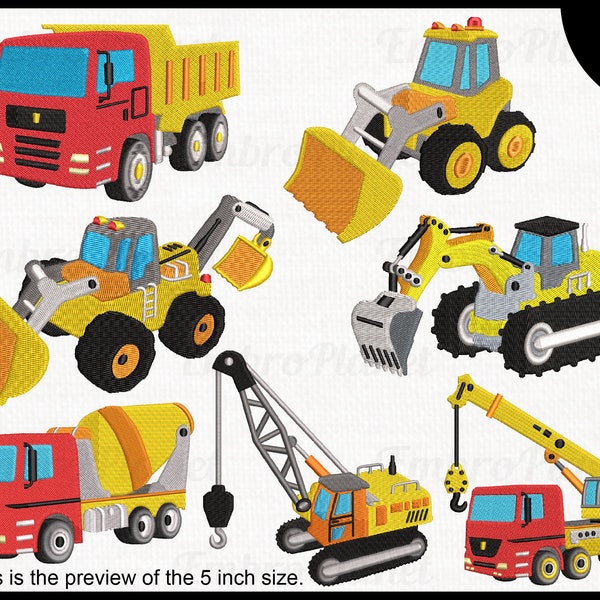 Construction Machines - Design for Embroidery Machine Instant Download digital embroidering file stitch cartoon machine file files 1579e