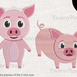 Cute Pigs - Designs for Embroidery Machine Instant Download digital file stitch sign icon symbol cartoon farm animal swine piglet fat 1448e
