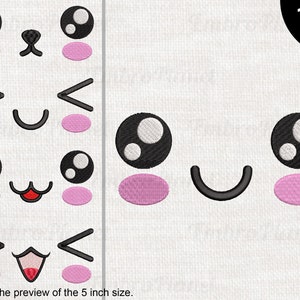 Cute Kawaii Faces - Design for embroidery machine, Instant Download digital file stitch icon cartoon smile anime 788e