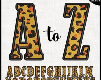 Leopard Print Alphabet Embroidery Designs - Wild Cat Pattern (Digital Download)