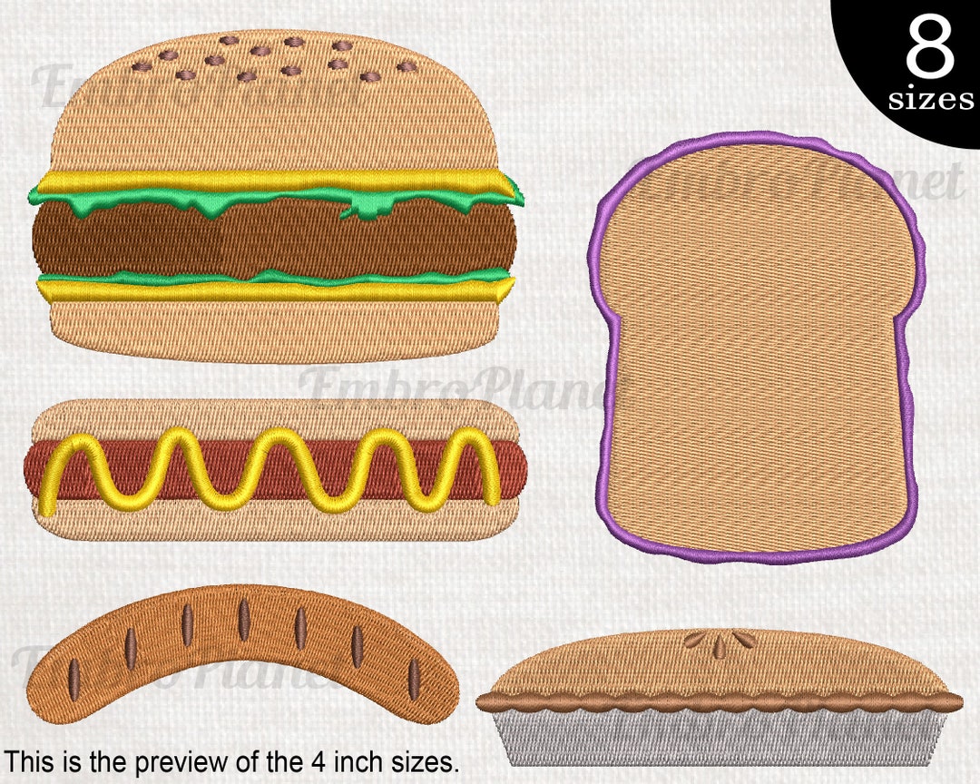Food Designs for Embroidery Machine Instant Download Digital File