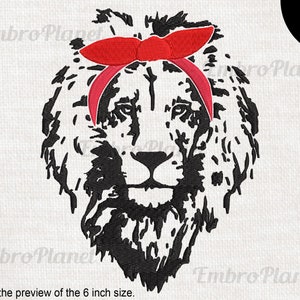 Lion With Bandana - Design for Embroidery Machine Instant Download digital file stitch sign icon symbol cartoon bandanna head face 1348e