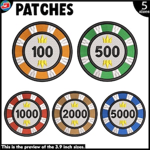 Casino Chips Patches - Designs Files For Embroidery Machine - Iron On / Hook And Loop Patch