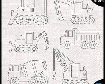 Construction Machines Outline Embroidery Designs - Instant Download (1.5-7 inch)