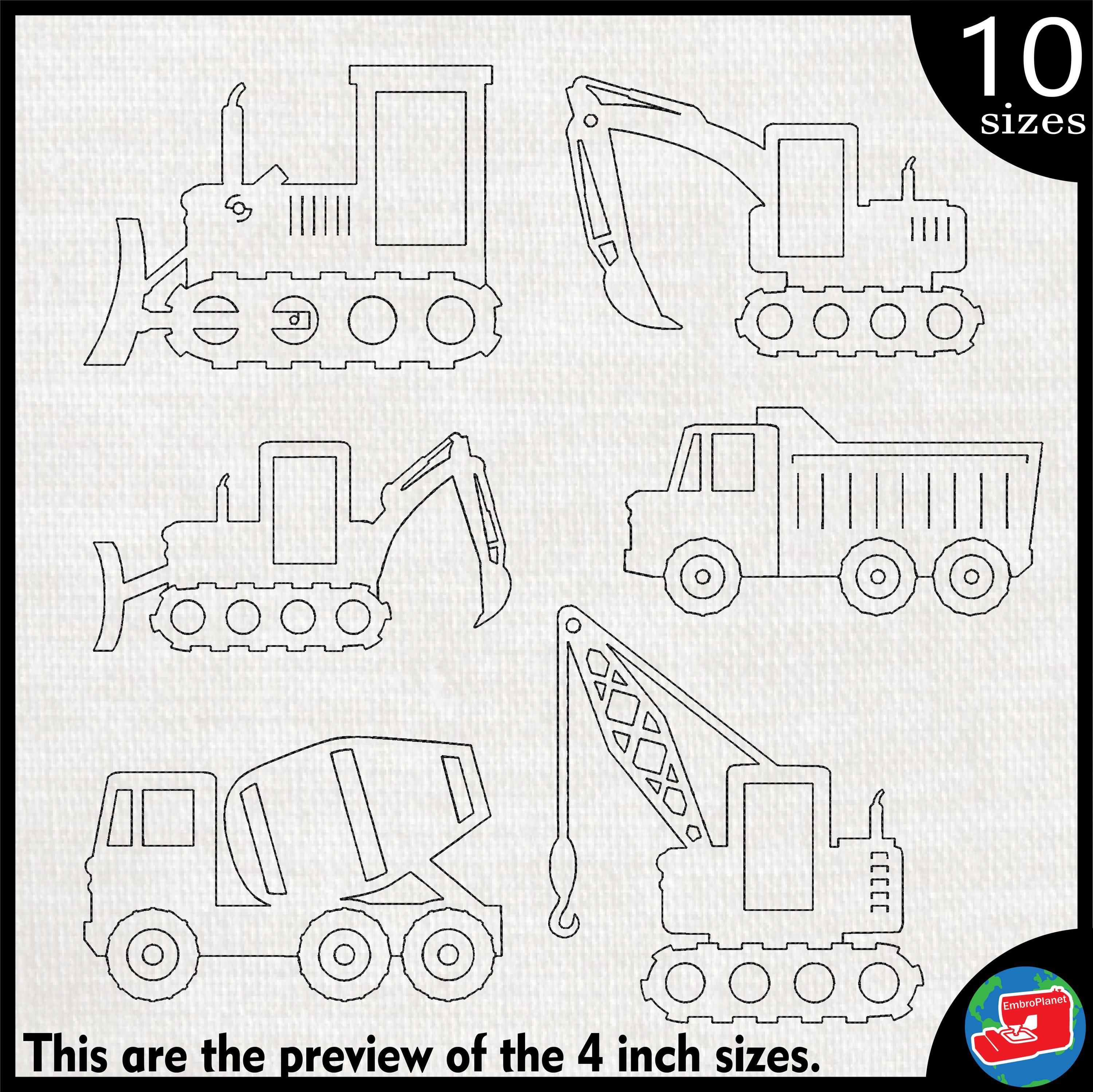 Construction Machines Outline Embroidery Designs - Instant Download (1. ...