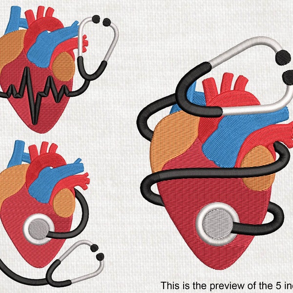 Heart And Stethoscope - Design for Embroidery Machine Instant Download digital embroidering file stitch cartoon 1620e