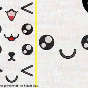 Cute Kawaii Faces - Design for embroidery machine, Instant Download digital file stitch icon cartoon smile anime 1678e