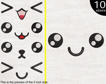 Kawaii Faces Embroidery Design – Anime Stitch File (Digital Download)