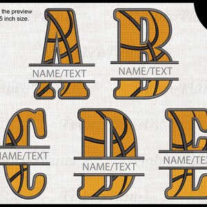 Broderimönster med delade basketbokstäver A-E (digital nedladdning)