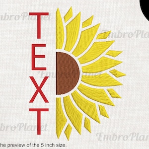 Split Sunflower - Design for Embroidery Machine Instant Download digital embroidering file stitch cartoon half split sun flower 1515e