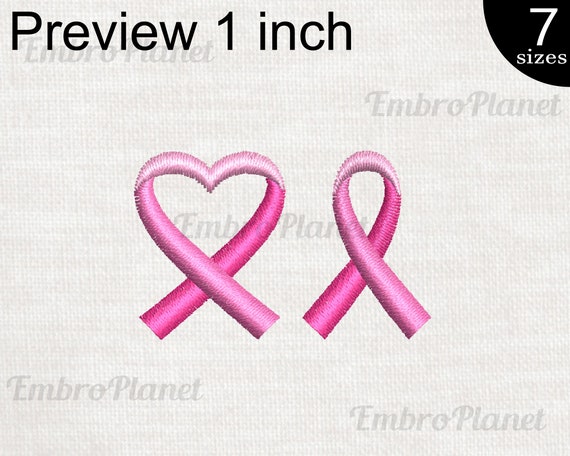 Breast Cancer Pink Ribbon Heart Embroidery Pattern | Cre8iveSkill