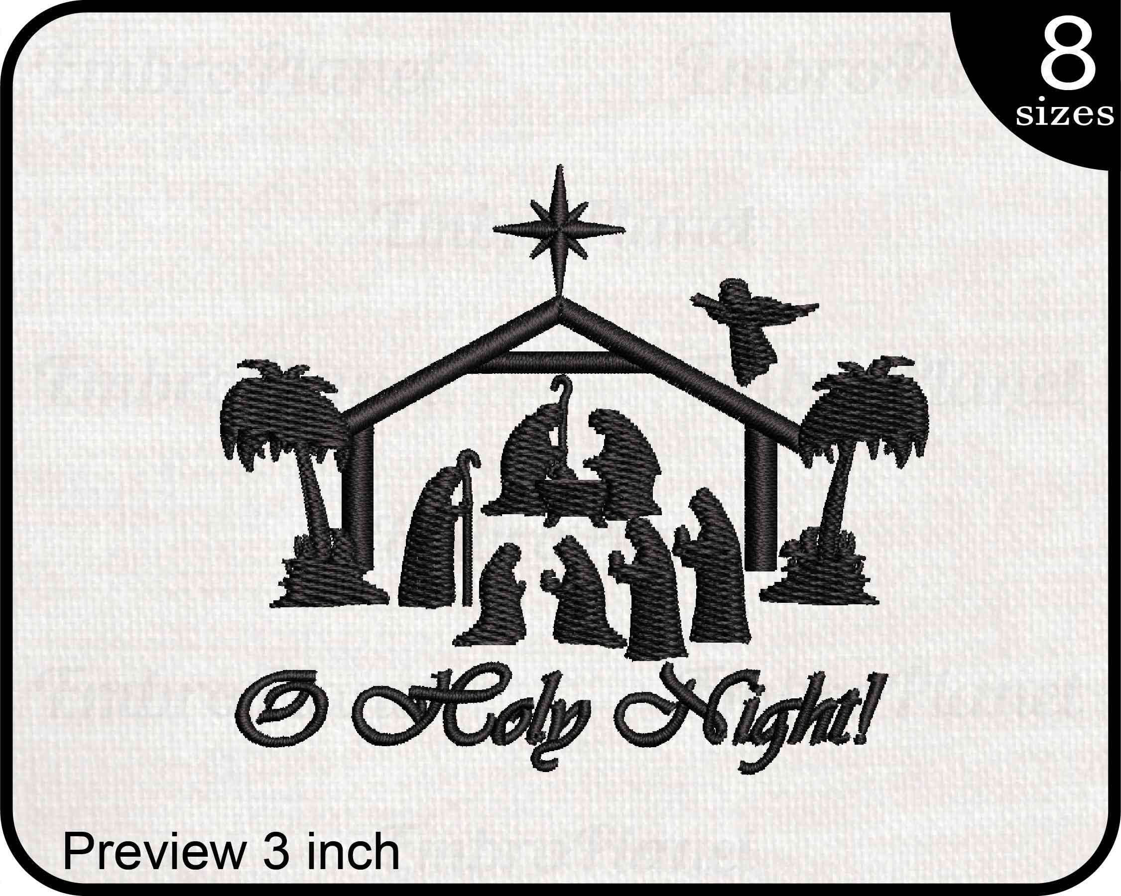 Large Oh Holy Night Digital Embroidery