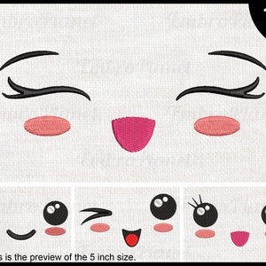 Facce Kawaii molto carine - Disegni per macchina da ricamo Download istantaneo file di ricamo digitale punto fumetto sorriso emoji 907e