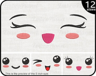Kawaii Faces Embroidery Designs – Machine Stitch Files (Digital Download)