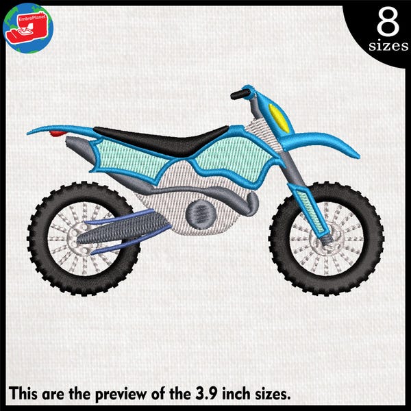 Motocross Bike Embroidery Design: 8 Sizes (Digital Download)