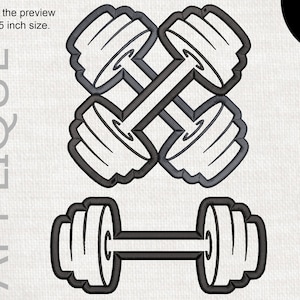 Applique Dumbbell - Designs for Embroidery Machine Instant Download digital file stitch cartoon weights weight 1603e