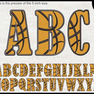 Fuente del alfabeto de baloncesto: diseños para máquina de bordar, descarga instantánea, archivo digital, puntada, signo, icono, símbolo, dibujos animados, pelota, letras 1697e