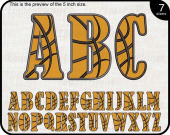 Basketball Alphabet Embroidery Font – Sports Letters (Digital Download)