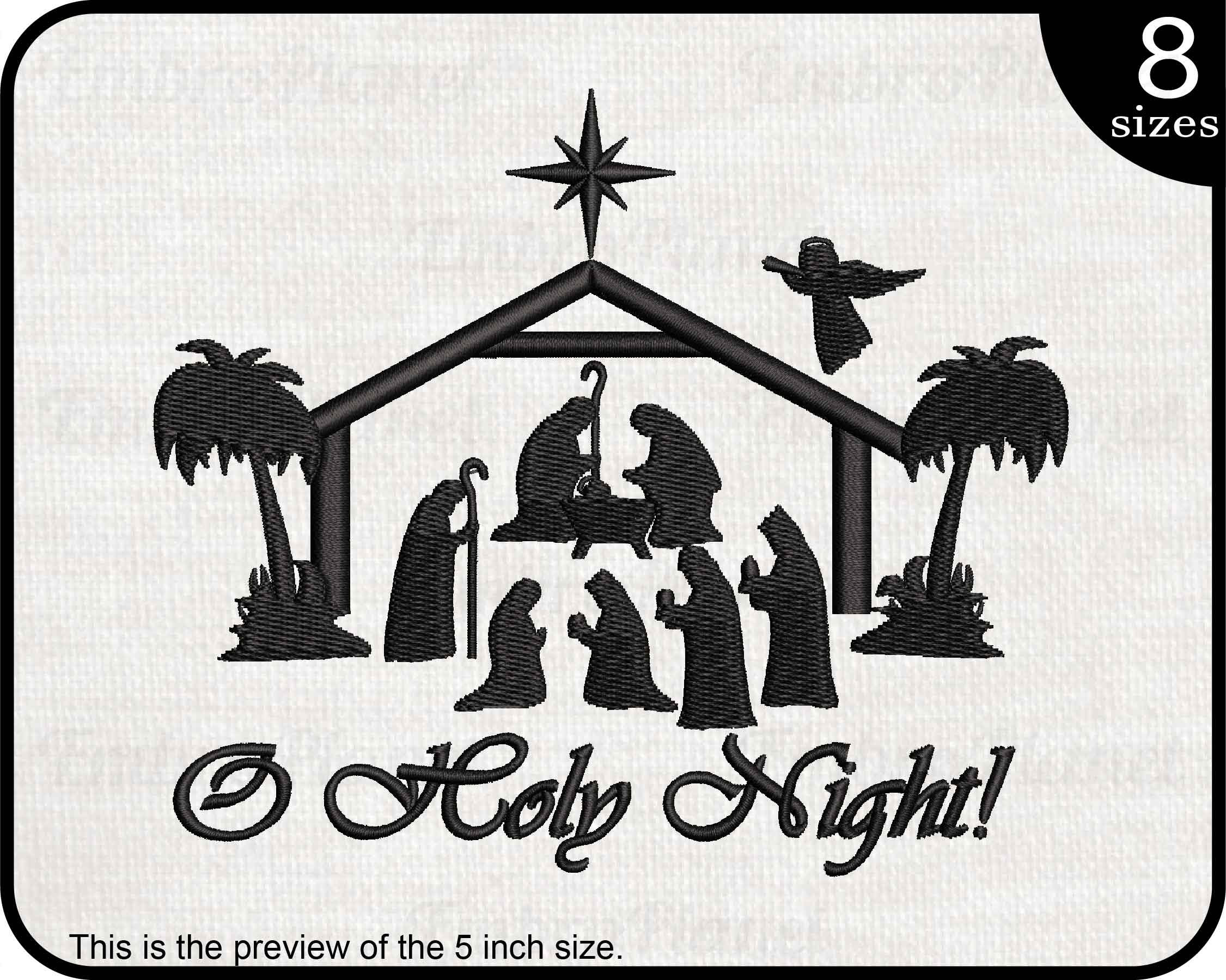 Large Oh Holy Night Digital Embroidery