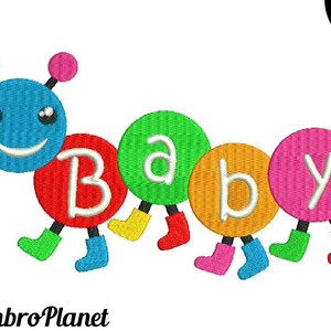 Baby Caterpillar - Design for Embroidery Machine Instant Download Digital Graphic File Stitch 4x4 5x7 inch hoop cartoon cute insect 453e