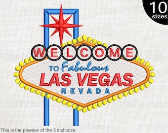 Las Vegas Sign - Design for Embroidery Machine Instant Download digital file stitch symbol icon welcome to fabulous Nevada 123e