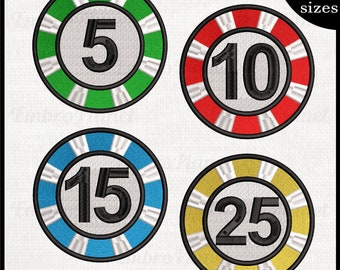 Casino Chip Embroidery Designs – Las Vegas Icon (Digital Download)