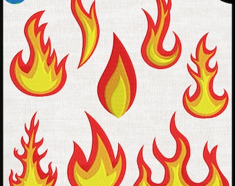 Fires - Designs for Embroidery Machine Instant Download digital embroidering files stitch cartoon fire 1614e
