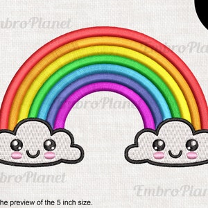 Kawaii Rainbow - Design for Embroidery Machine, Instant Download, digital embroidering file, stitch cartoon color abstract after rain 1493e