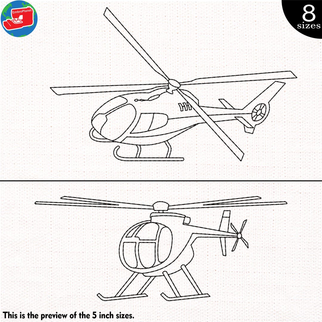 Outline Helicopter - Machine Embroidery Designs Files 1957e - Etsy