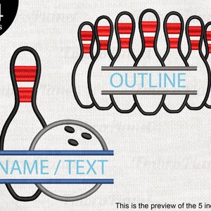 Split Bowling Outline Embroidery Design – Instant Download